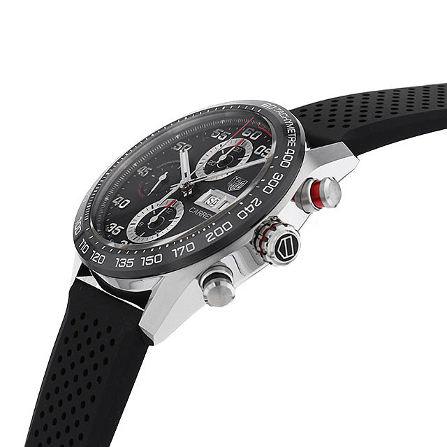 Tag Heuer Carrera Chronograph Day-Date Black Dial Rubber Strap